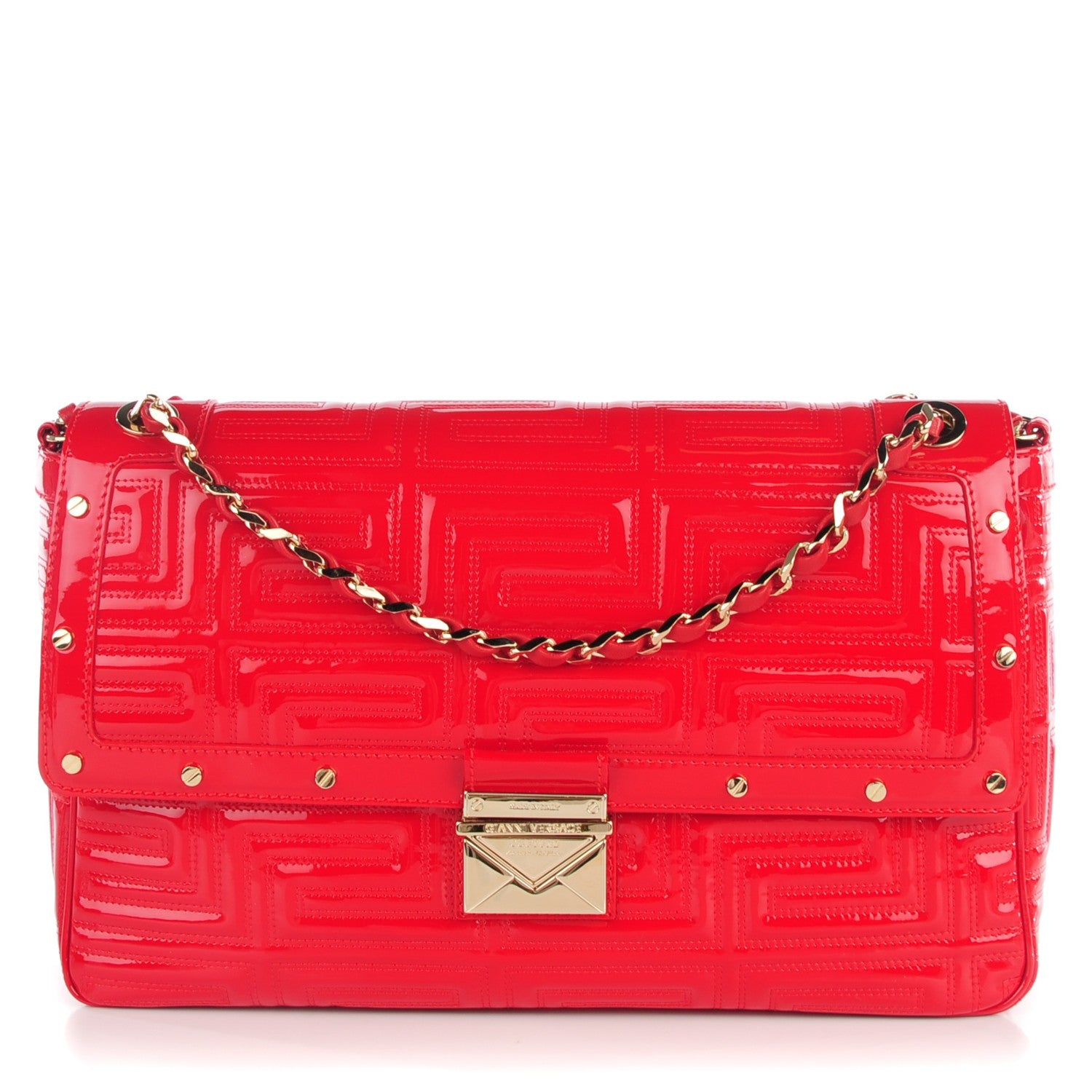 Versace Patent Borsa Couture Shoulder Bag Rosso 1 of 8