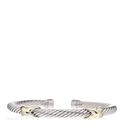 David Yurman Sterling Silver 14K Yellow Gold 5mm Double X Cable Bracelet 1 of 3