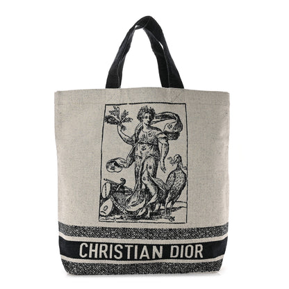 Christian Dior Canvas Print Cruise Tote Ivory Black 1 of 9