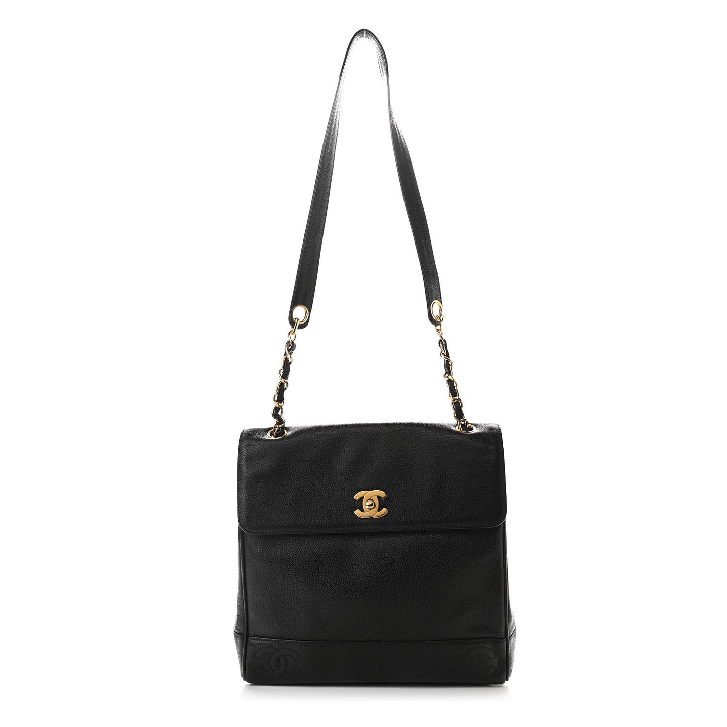 Caviar Flap Shoulder Bag Black