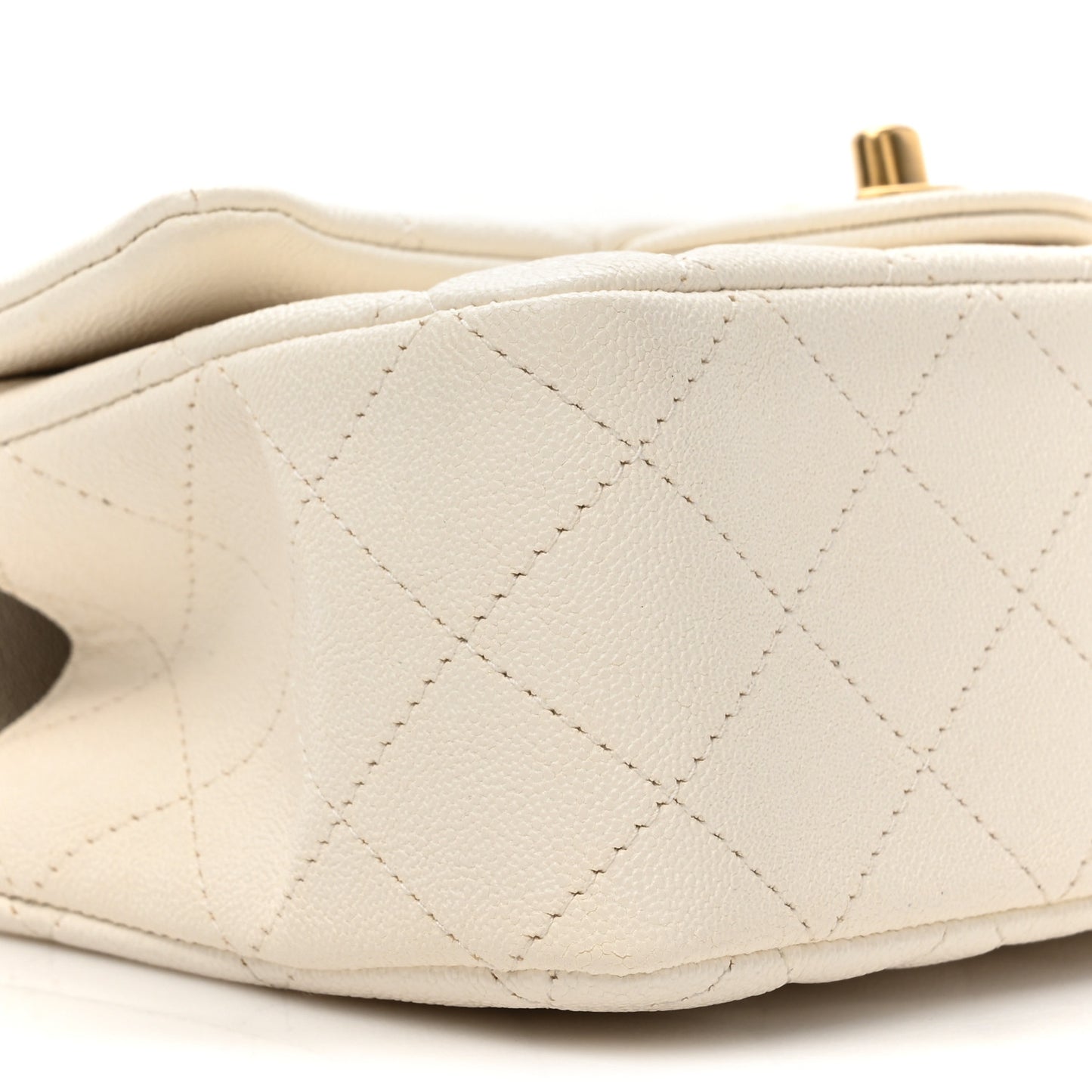 Caviar Quilted Mini Top Handle Rectangular Flap White