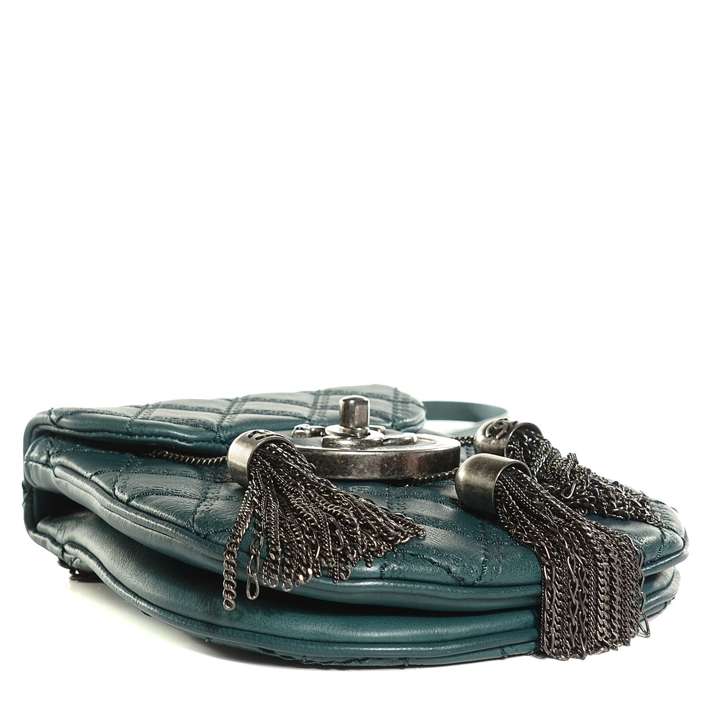 Calfskin Small Coco Sporran Tassel Flap Dark Green