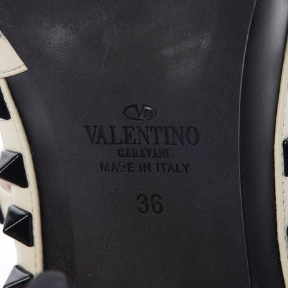 Valentino Garavani Calfskin Rockstud Ankle Strap Pumps 36 Black Ivory 9 of 11