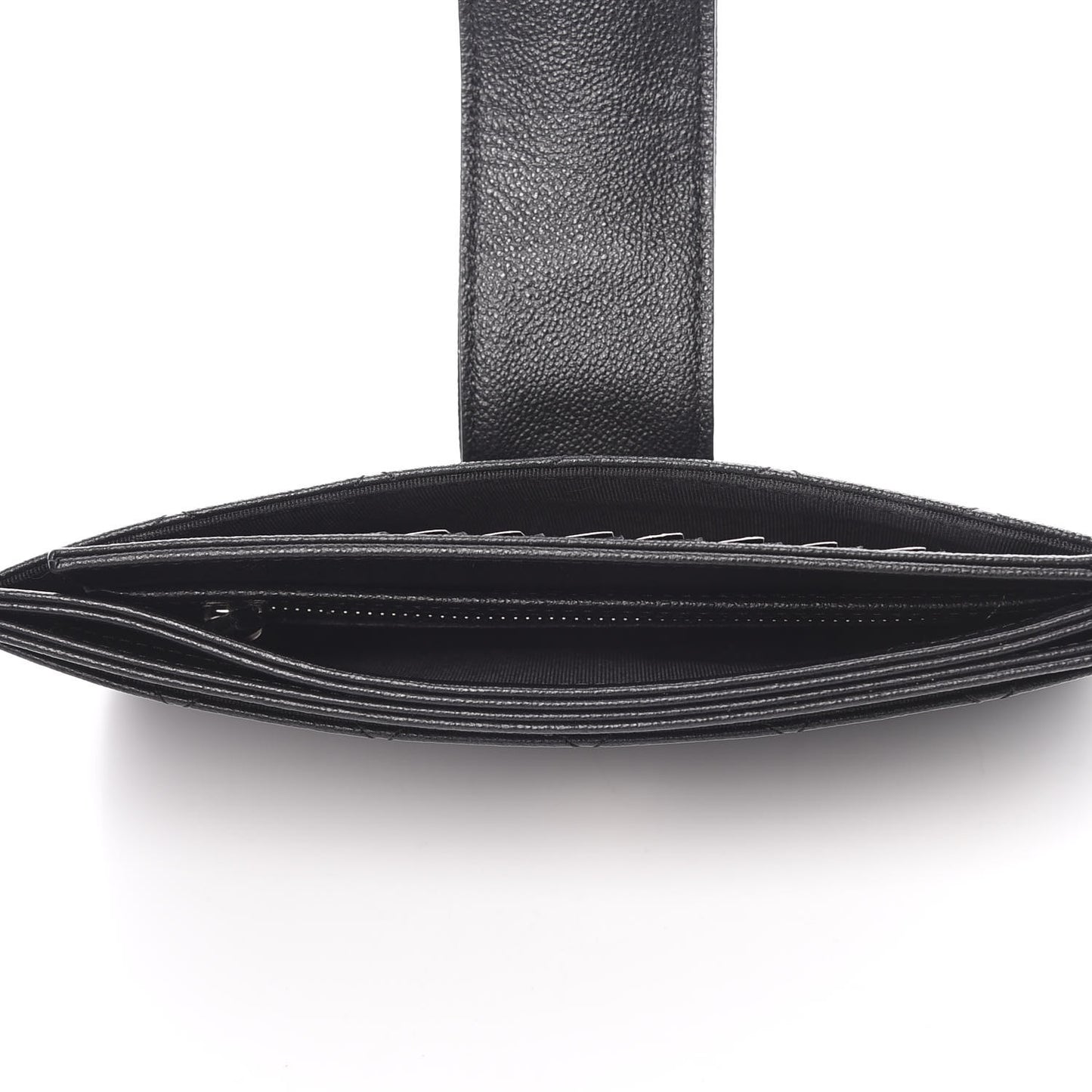 Caviar Quilted CC Box Strap Pouch Black