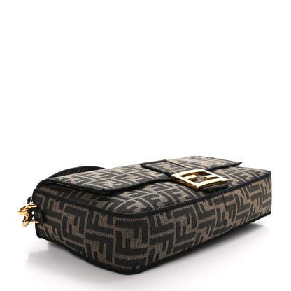 Fendi Fabric Jacquard FF 1974 Large Baguette Tobacco Moro Black 4 of 8