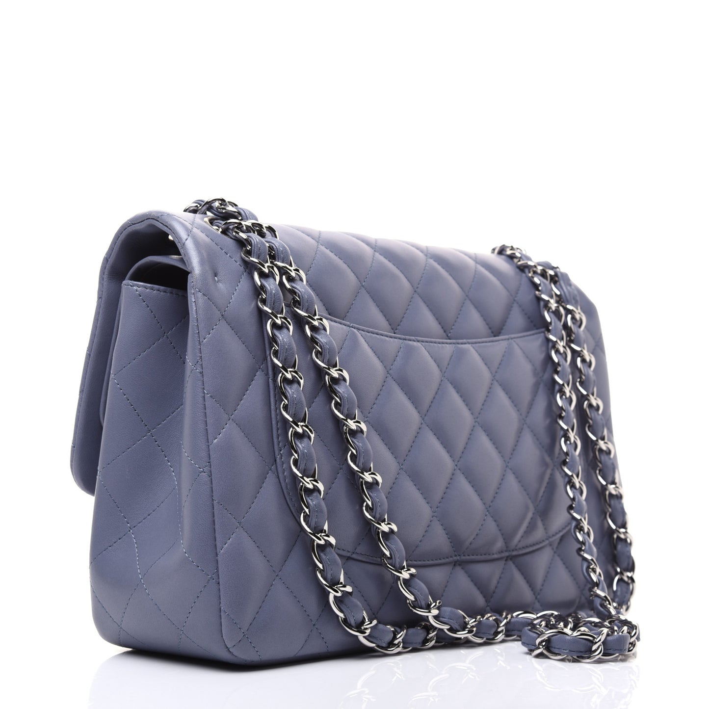 Lambskin Quilted Jumbo Double Flap Light Purple