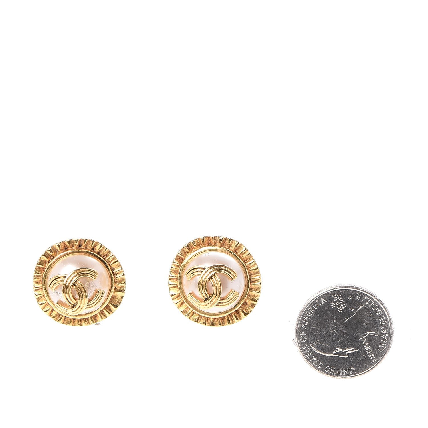 Chanel Pearl CC Clip On Earrings Gold 8 of 12