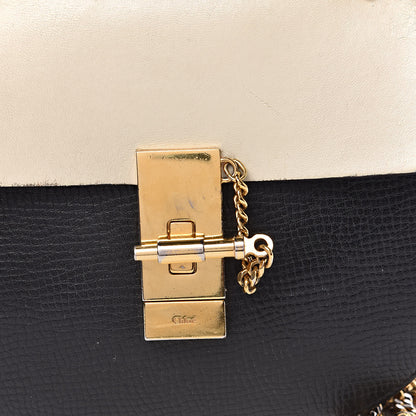 Chloe Grained Calfskin Lambskin Mini Bi-Color Drew Shoulder Bag Black Powder Beige 12 of 12