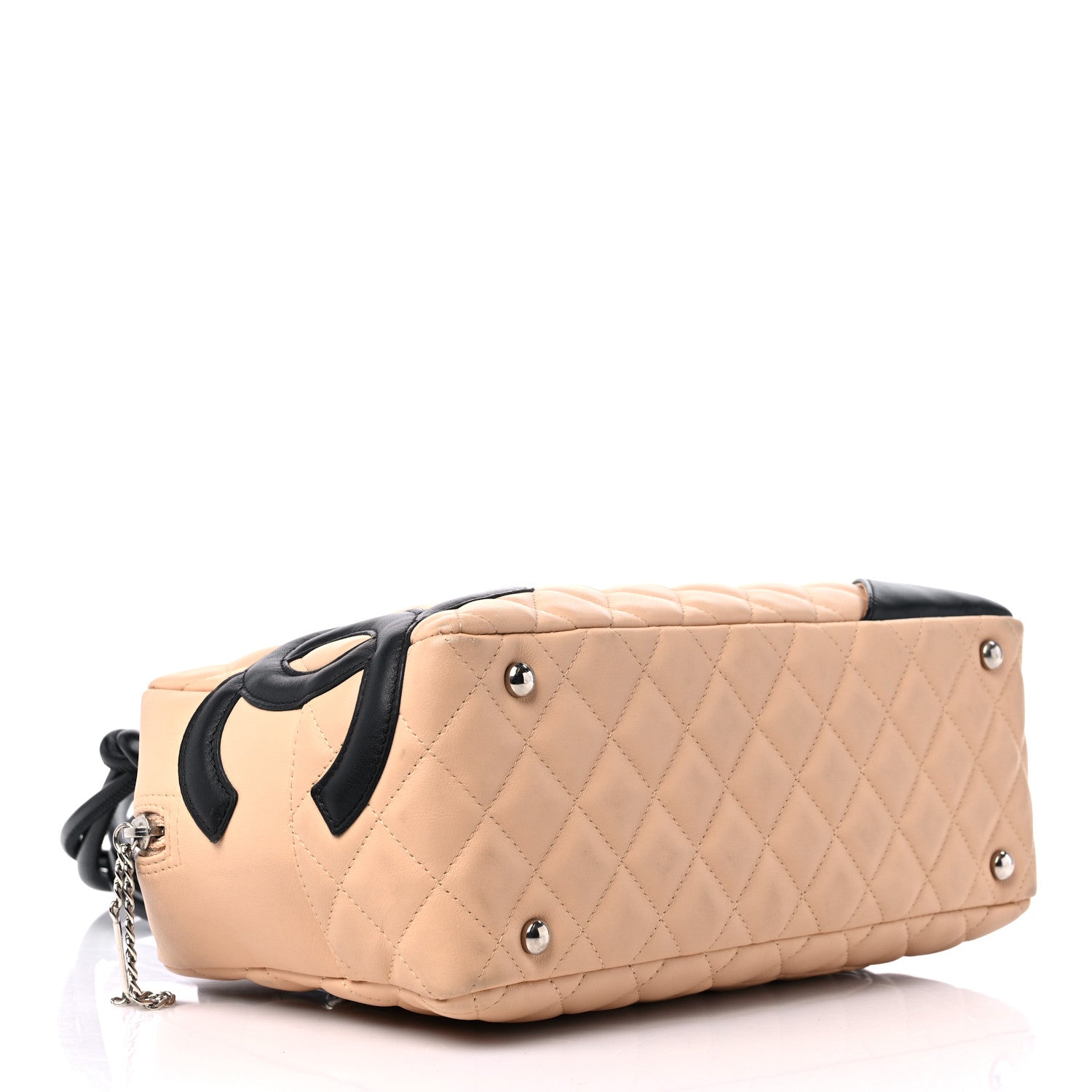 Chanel Calfskin Quilted Large Cambon Bowler Beige Black 4 of 14
