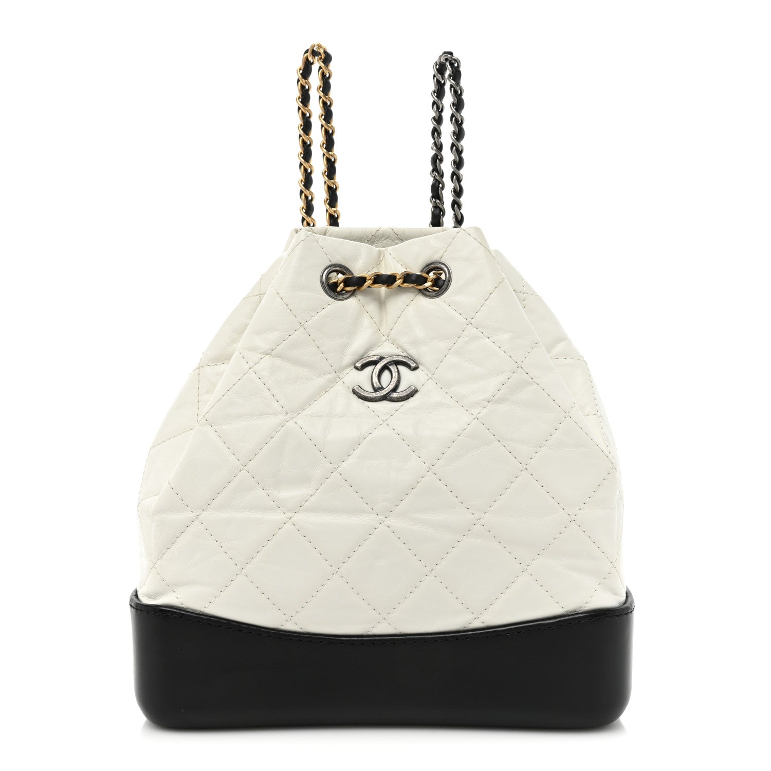 Chanel Aged Calfskin Quilted Small Gabrielle Backpack Black White 1 of 11