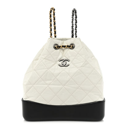 Chanel Aged Calfskin Quilted Small Gabrielle Backpack Black White 1 of 11