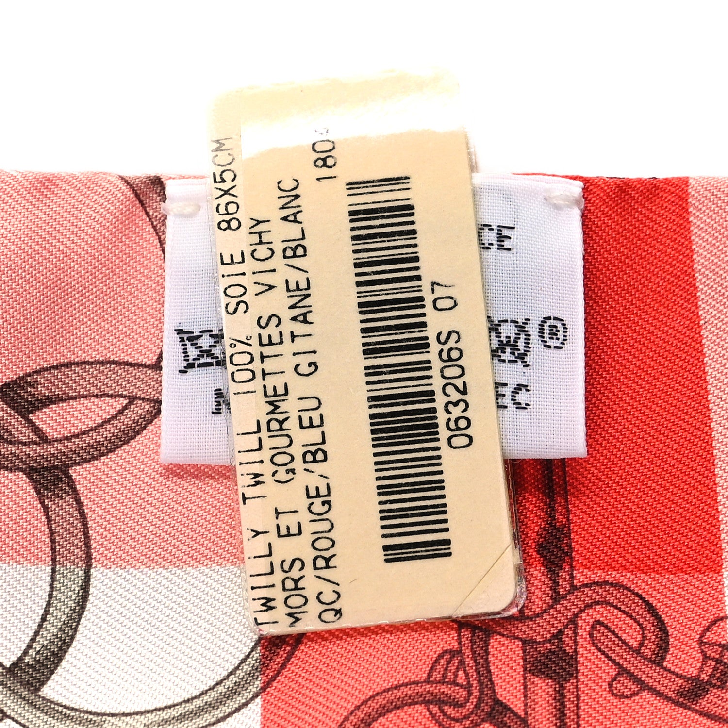 Hermes Silk Mors Et Gourmettes Vichy Twilly Rouge Bleu Gitane White 3 of 4