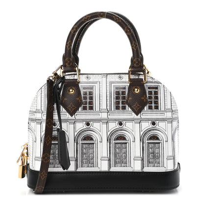 Louis Vuitton X FORNASETTI Calfskin Architettura Alma BB Black White 1 of 8