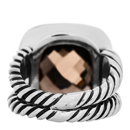 David Yurman Sterling Silver Diamond Smoky Quartz 14mm Albion Ring 51 5.75 4 of 5