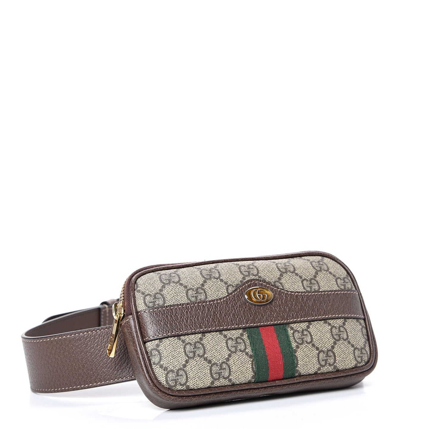 GG Supreme Monogram Web Small Ophidia Belt Bag 75 30 Dark Brown