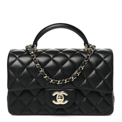Chanel Lambskin Quilted Mini Top Handle Rectangular Flap Black 1 of 9