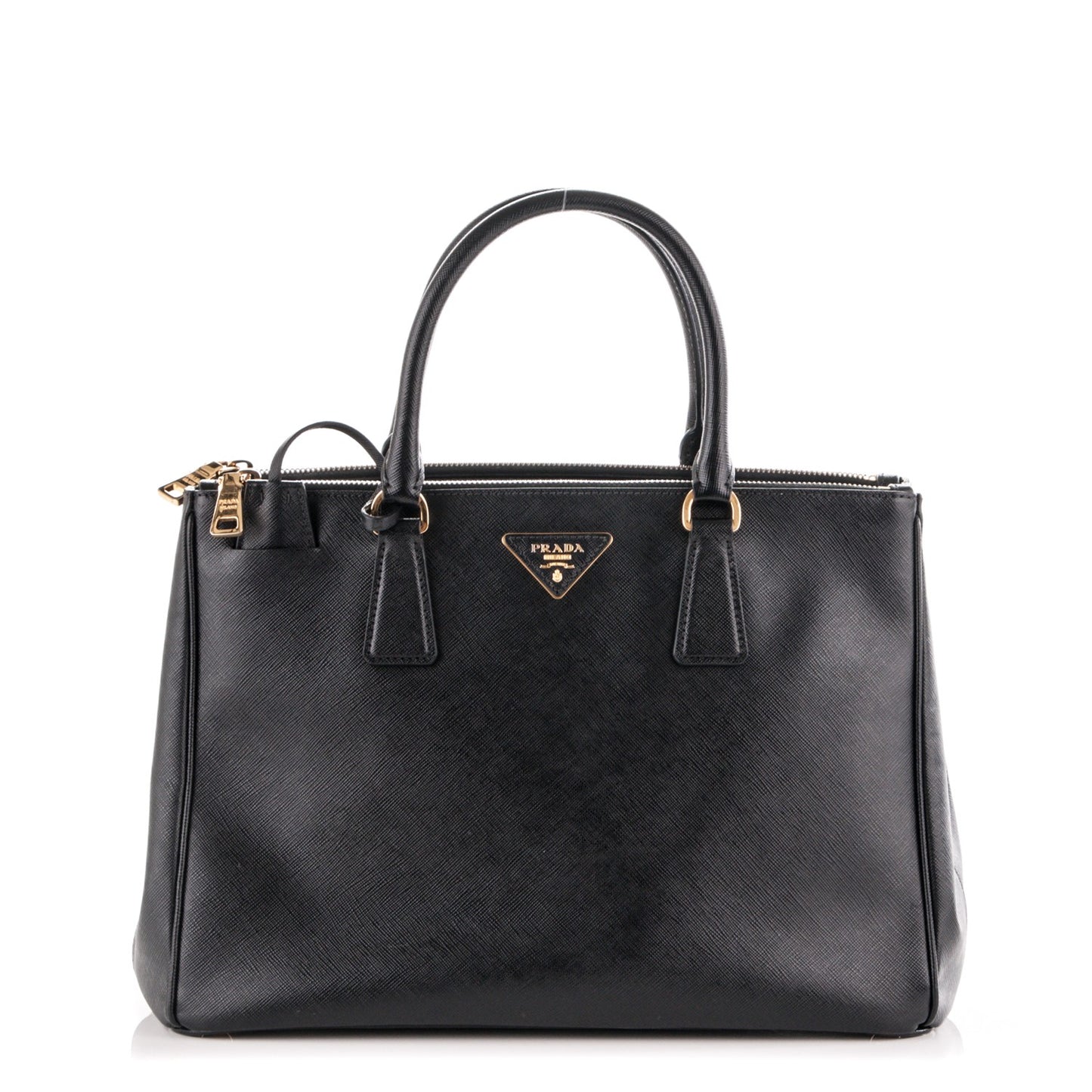 Saffiano Medium Galleria Double Zip Tote Black
