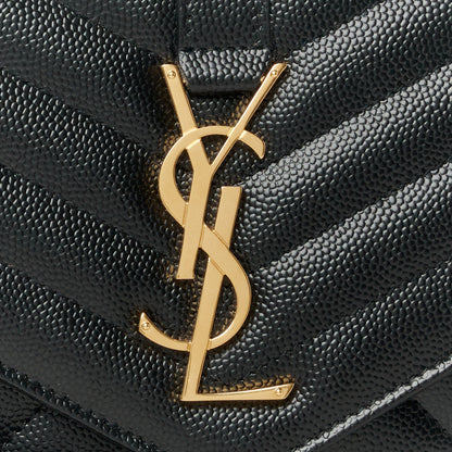 Saint Laurent Grain De Poudre Textured Mixed Matelasse Triquilt Monogram Clutch Black 8 of 8