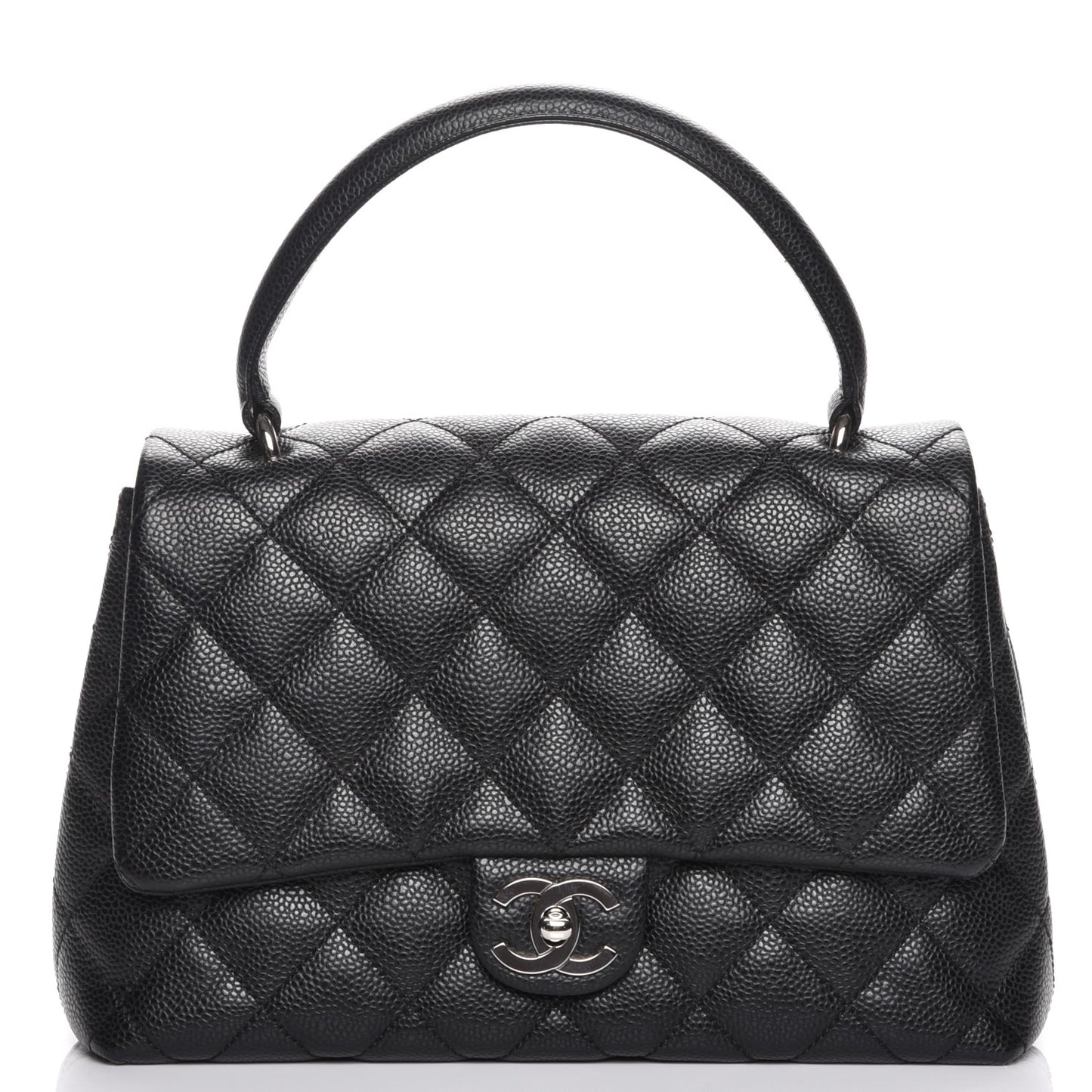Caviar Quilted Medium Kelly Flap Black