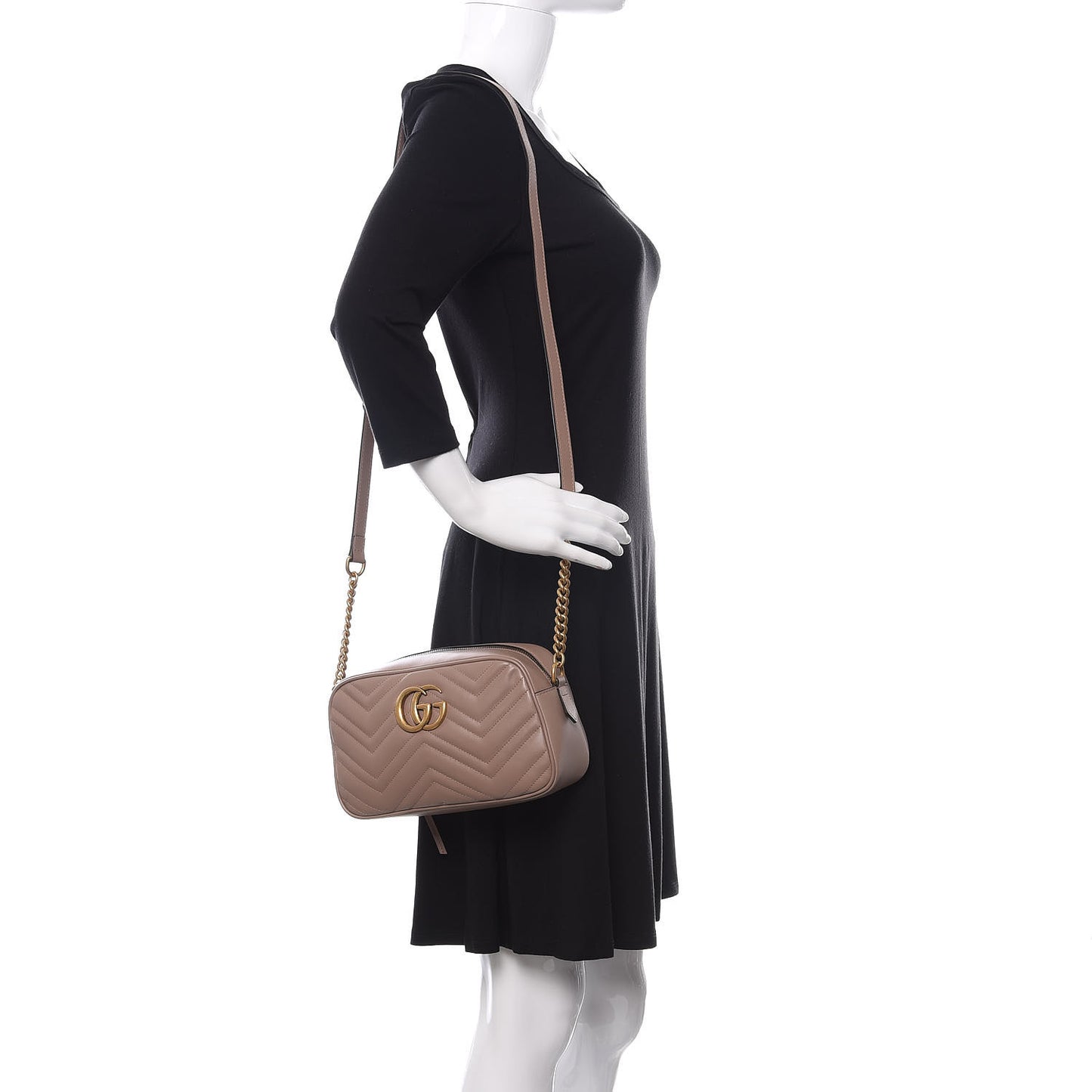 Calfskin Matelasse Small GG Marmont Chain Shoulder Bag Porcelain Rose