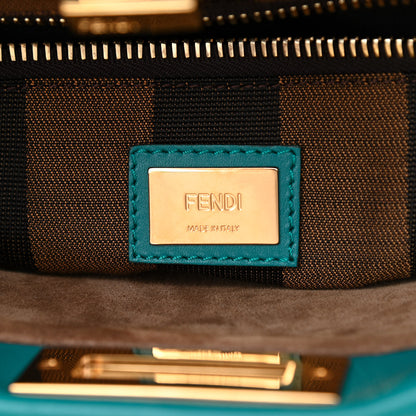 Fendi Vitello Morgan Fabric Jacquard Pequin Medium Peekaboo Iconic Satchel Lago Tobacco Black 7 of 9
