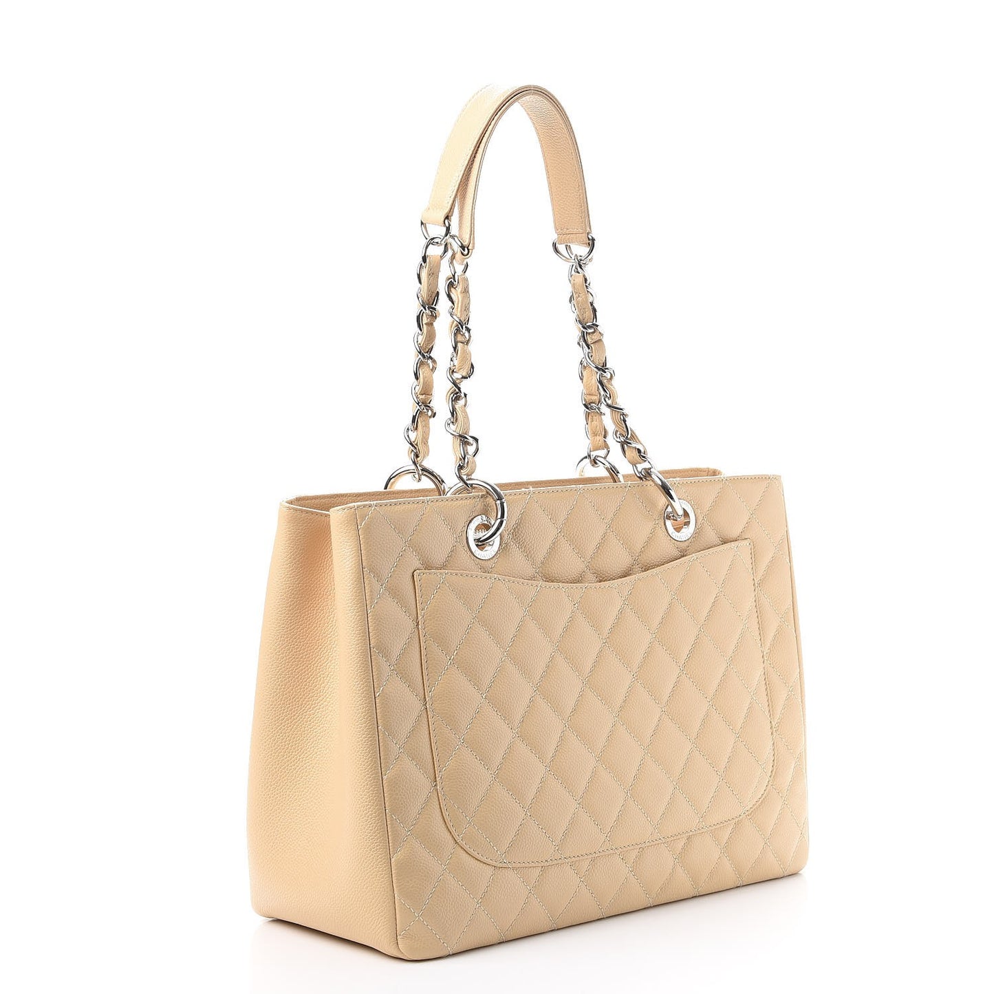 Caviar Quilted Grand Shopping Tote GST Beige Clair
