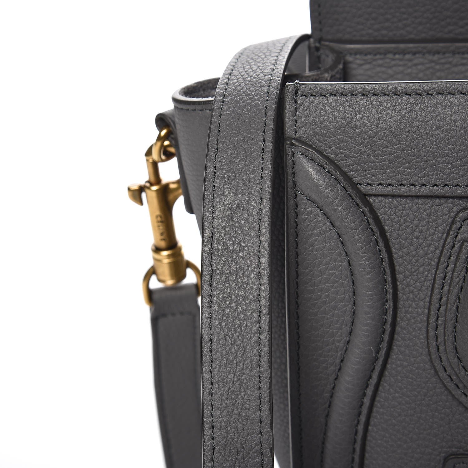 Celine Drummed Calfskin Nano Luggage Kohl 9 of 9