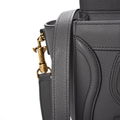 Celine Drummed Calfskin Nano Luggage Kohl 9 of 9