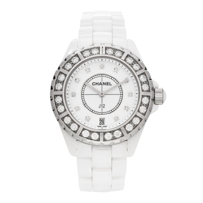 Chanel Stainless Steel Ceramic Diamond Bezel 38mm J12 Quartz Watch White 1 of 5