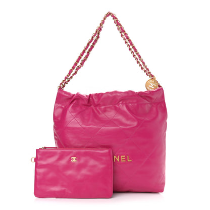 Chanel Shiny Calfskin Quilted Small Chanel 22 Fuchsia 2 of 12