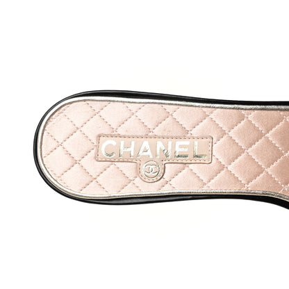 Chanel Mesh Grosgrain Camellia Sandal Mule 39.5 Black Pink 7 of 7