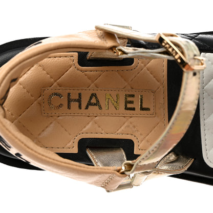 Chanel Lambskin Logo Platform Sandals 36.5 Beige Gold White 6 of 8