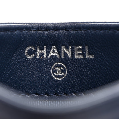 Chanel Lambskin Camellia Embossed Card Holder Navy 6 of 9