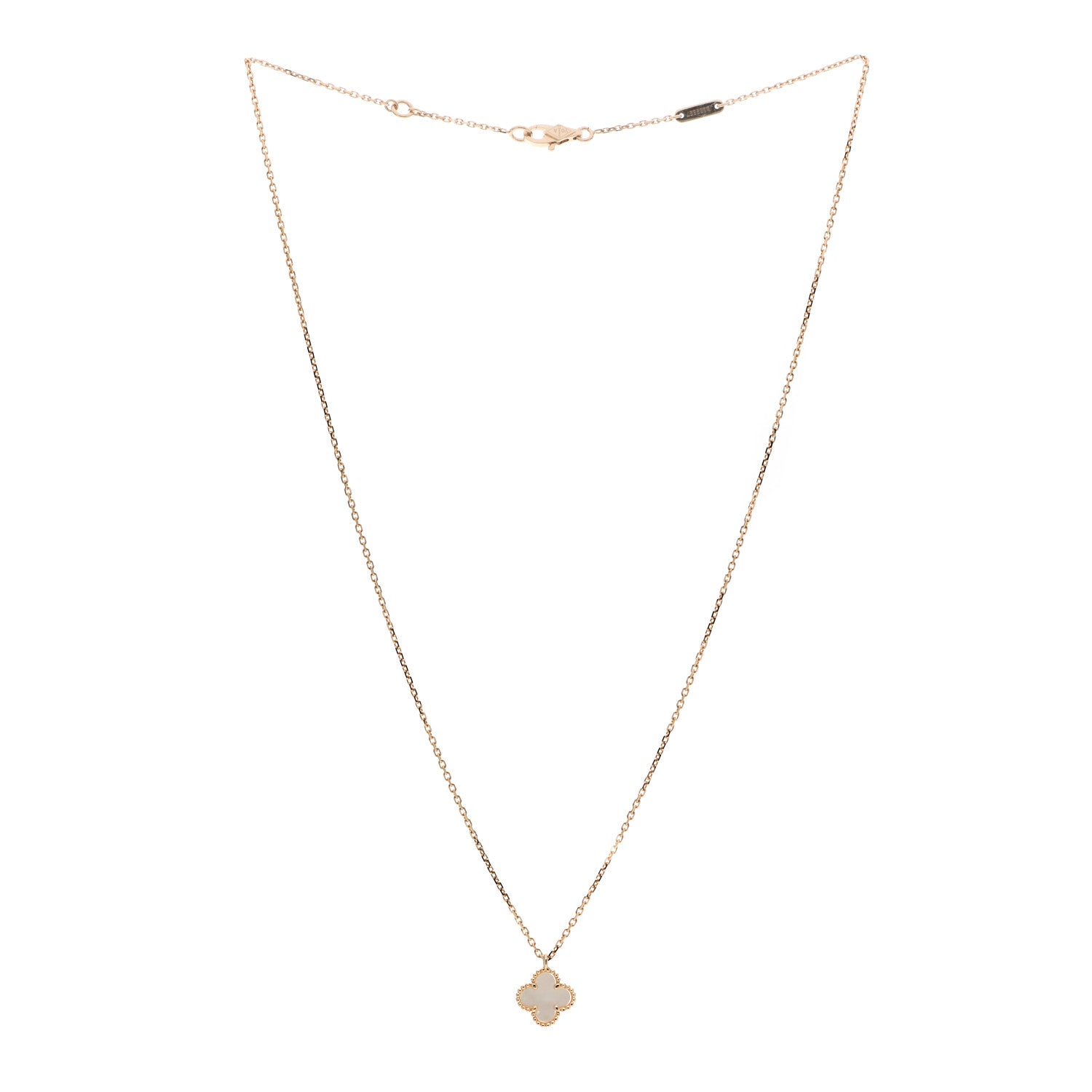 Van Cleef & Arpels 18K Yellow Gold Mother of Pearl Sweet Alhambra Pendant Necklace 3 of 6