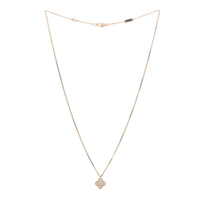 Van Cleef & Arpels 18K Yellow Gold Mother of Pearl Sweet Alhambra Pendant Necklace 3 of 6