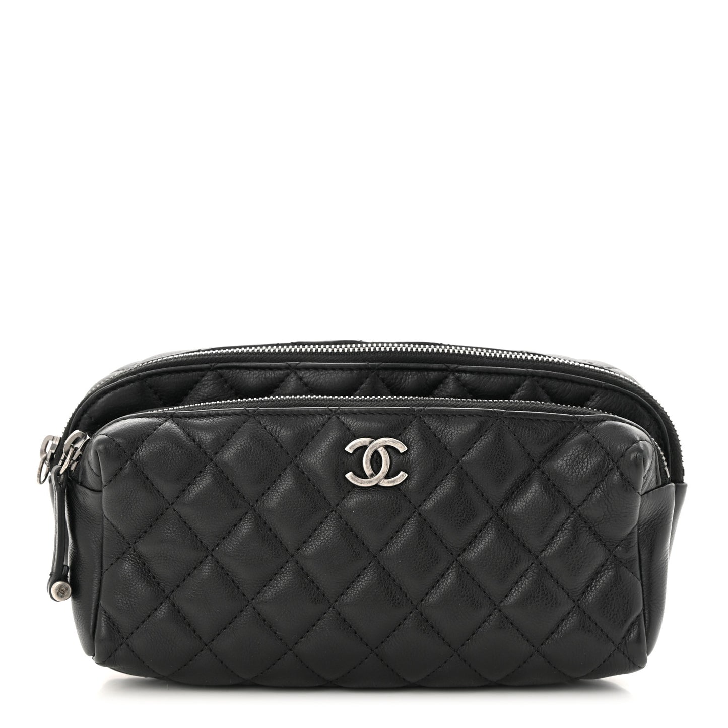 Calfskin Quilted Waist Bag Black