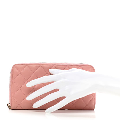 Chanel Lambskin Quilted Large Gusset Zip Around Wallet Light Pink 2 of 10