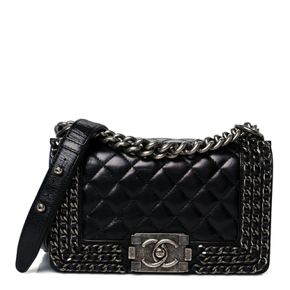 Chanel Glazed Calfskin Quilted Small Boy Chained Flap Black 1 of 10