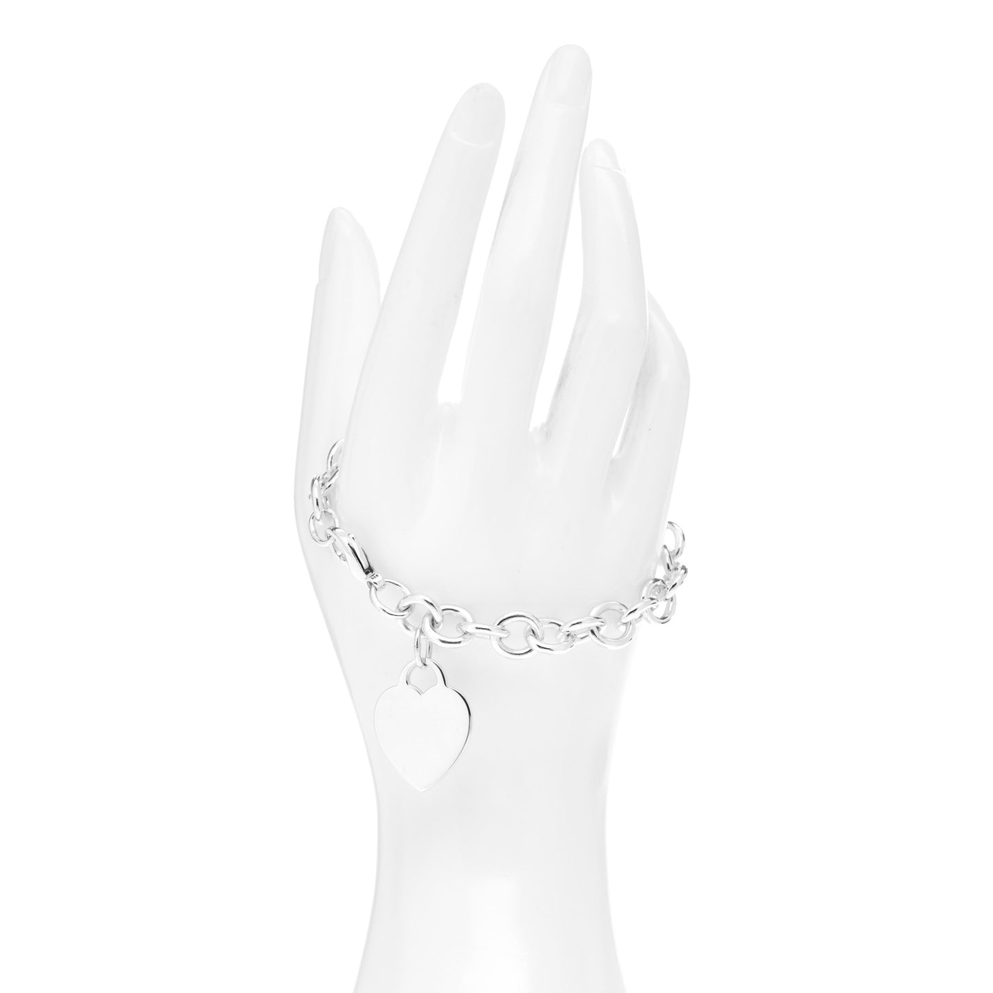 Sterling Silver Heart Tag Charm Bracelet