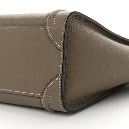 Celine Drummed Calfskin Nano Luggage Souris 10 of 18
