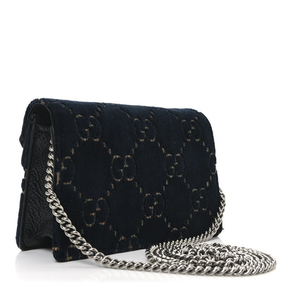 Gucci Velvet GG Monogram Super Mini Dionysus Shoulder Bag Blue Beige Black 3 of 9