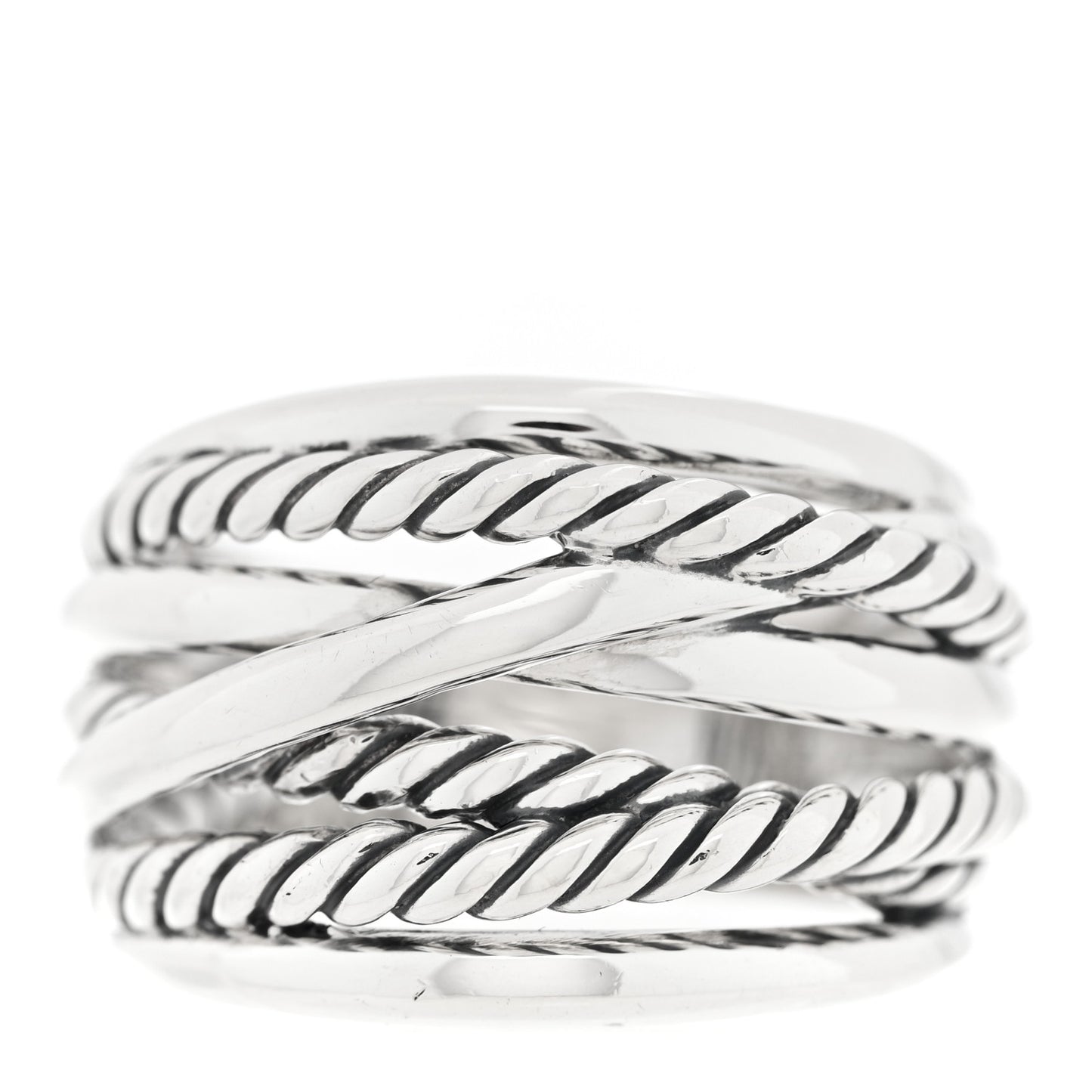 Sterling Silver 15mm Wide Crossover Cable Ring 57 8