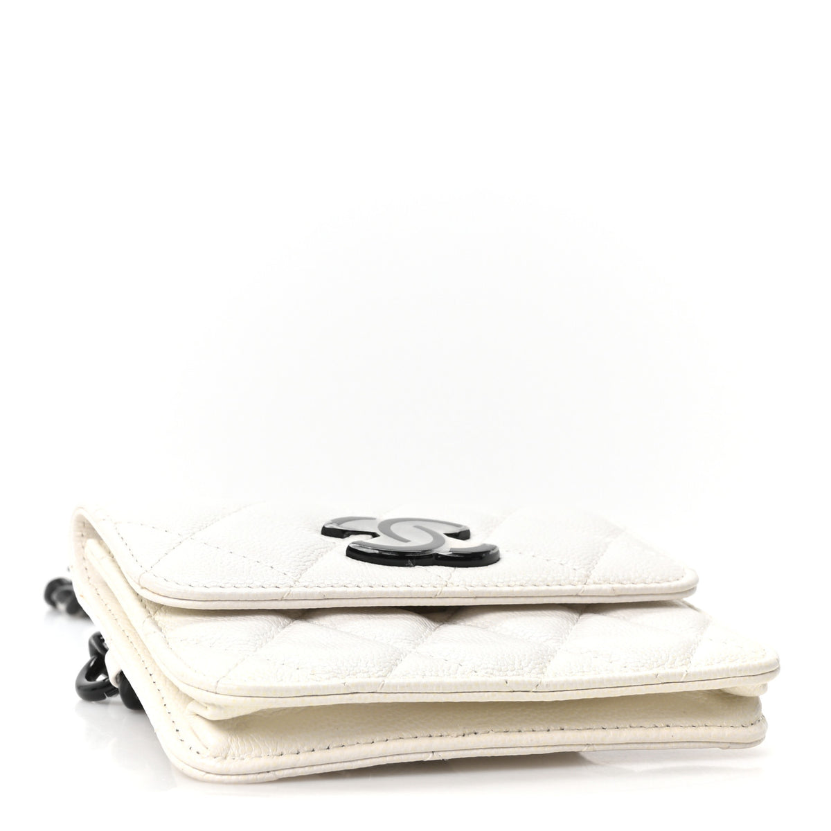 Caviar Quilted My Everything Belt Flap Card Holder White