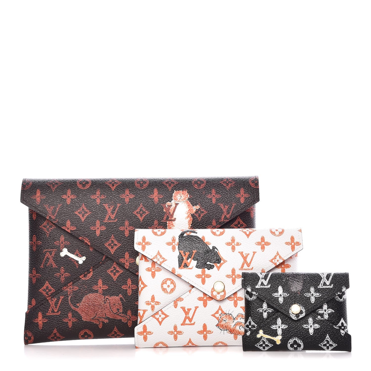 Louis Vuitton Catogram Kirigami Pochette Set Marron White Black 1 of 22