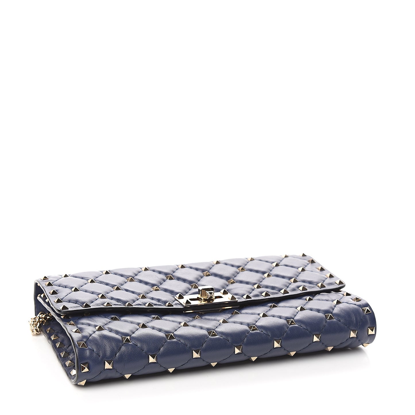 Nappa Rockstud Spike Wallet on Chain Pure Blue