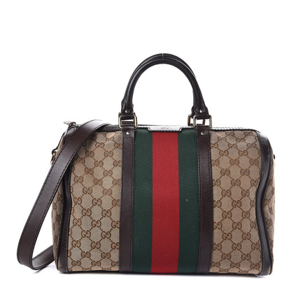 Gucci Monogram Vintage Web Medium Boston Dark Brown 1 of 28