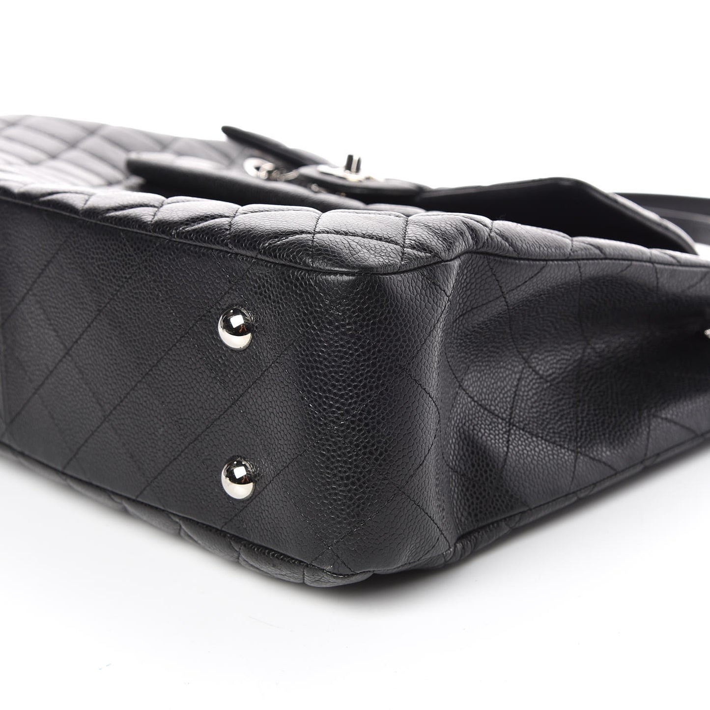 Caviar Quilted Large Shopping Tote Black