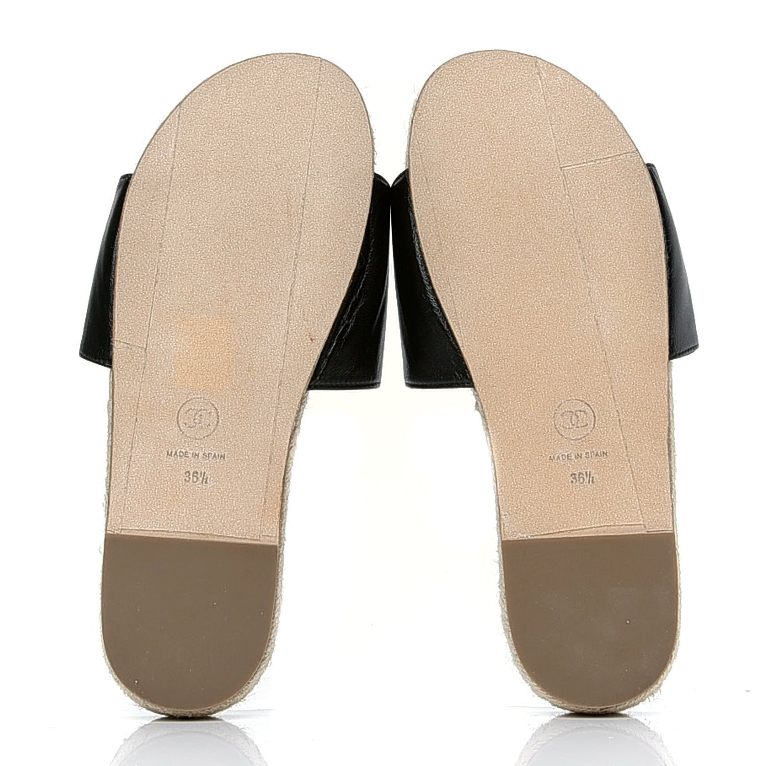 Chanel Lambskin Pearl CC Espadrille Slip On Sandals 36.5 Black 5 of 7