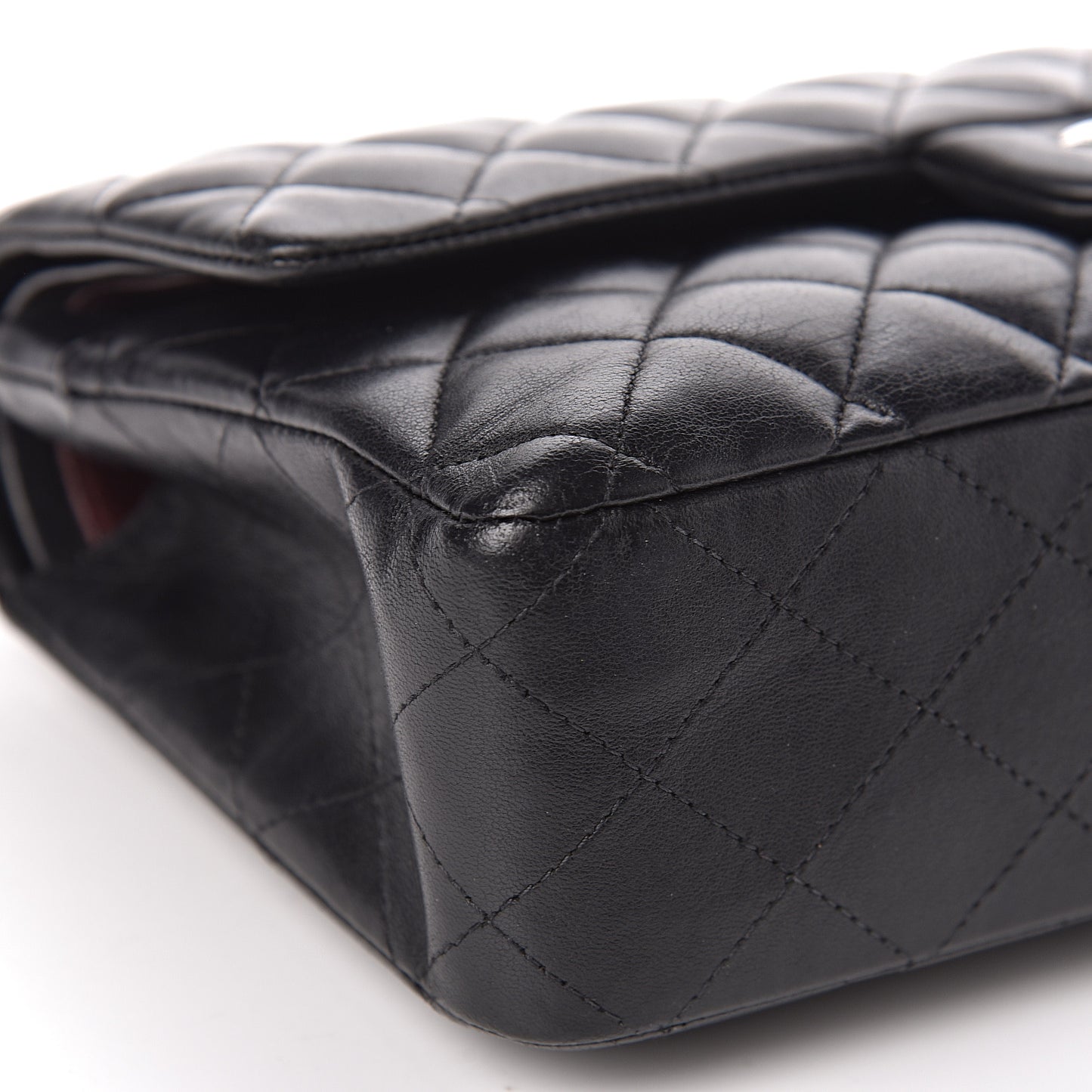 Lambskin Quilted Medium Double Flap Black