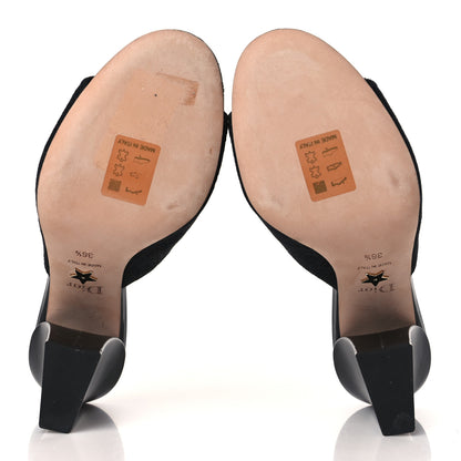 Christian Dior Cotton Embroidered Dway 85mm Slide Sandals 36.5 Black 6 of 10